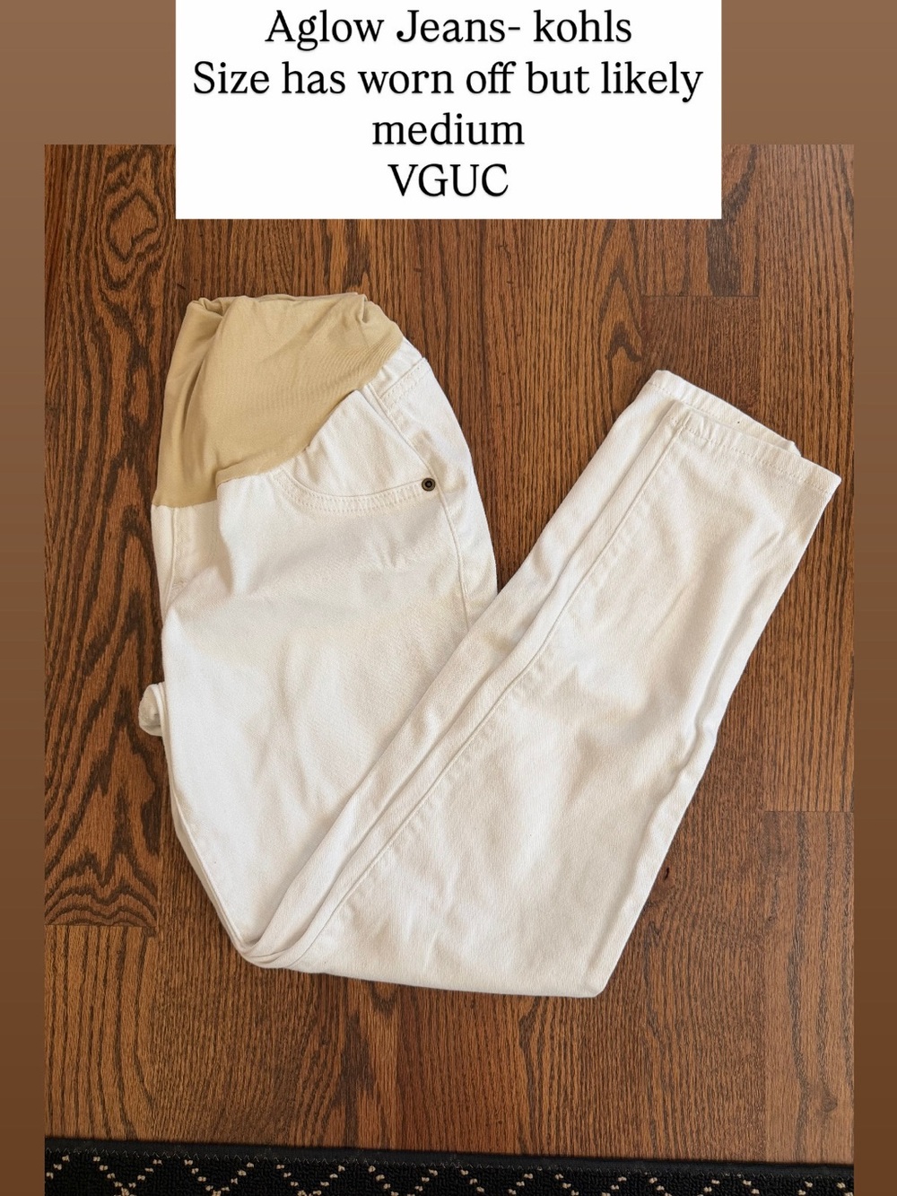 a:glow White Jeggings with Tan Maternity Panel